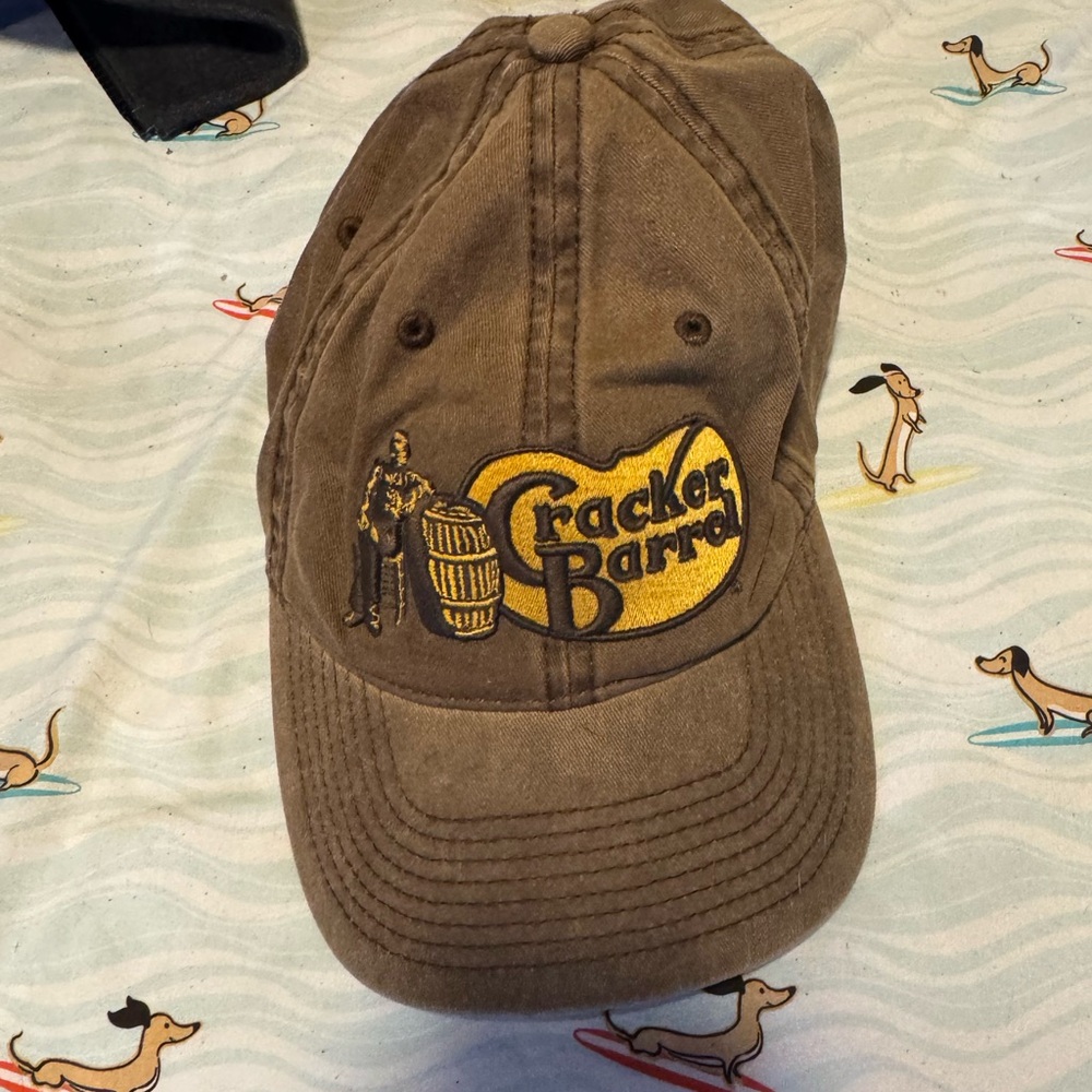 Cracker Barrel Brown and Yellow Embroidered Logo Hat Snap Back